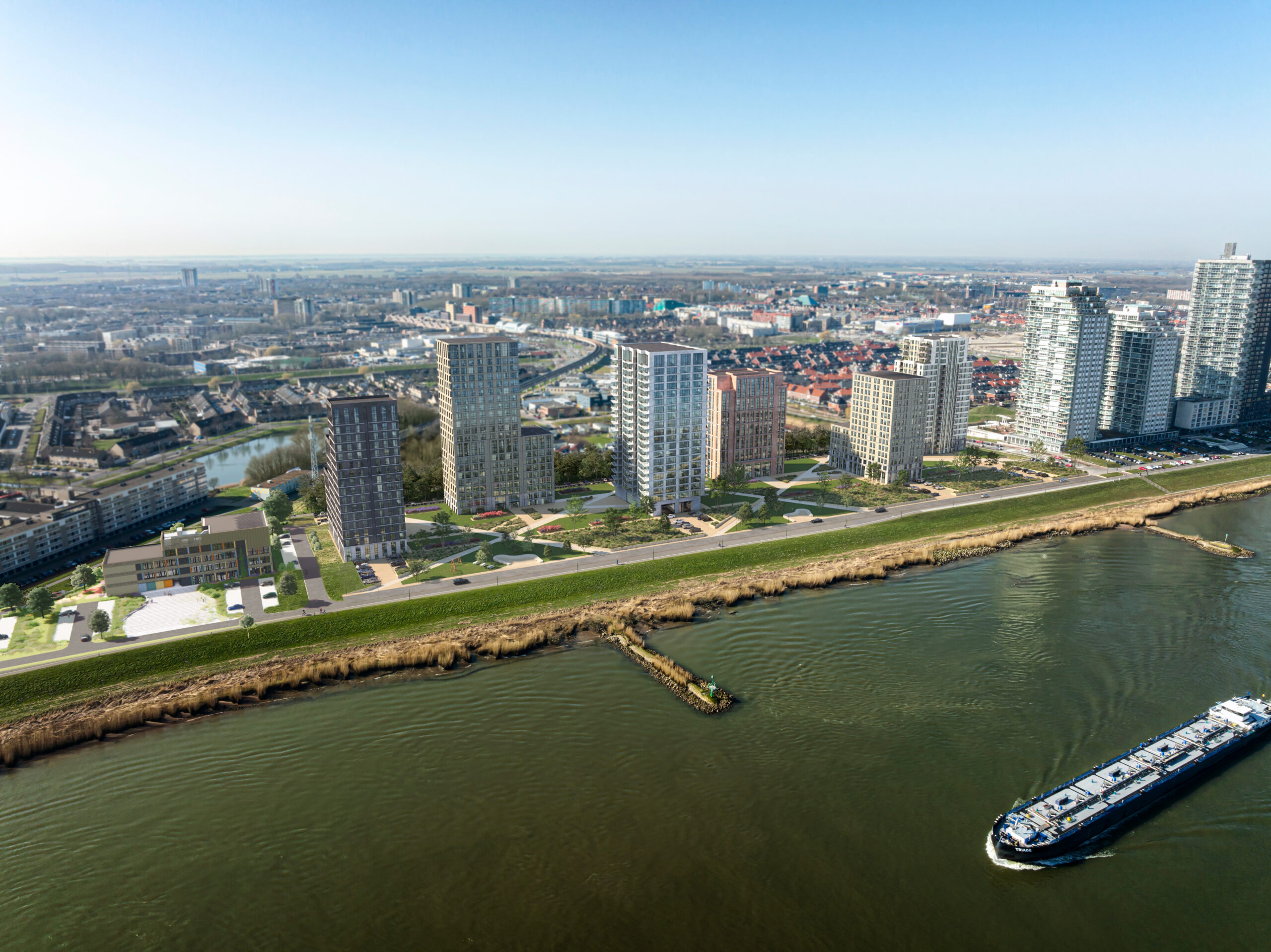 C115_nissewaard_ikc elementen_presentatie_[render]_[Vogelvlucht Oude Maas]